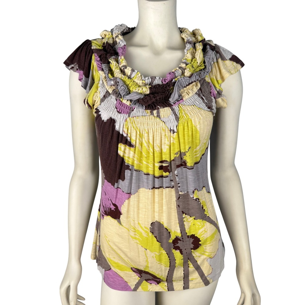 One September Top Size‎ Medium Smocked Floral Off Shoulder Top Blouse Multicolor - Picture 5 of 13